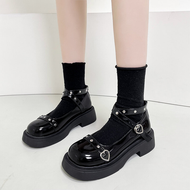 Lolita sapatos de plataforma sapatos femininos em saltos femininos 2022 loli salto grosso cruz bandagem sapatos femininos kawaii bonito cosplay mary janes