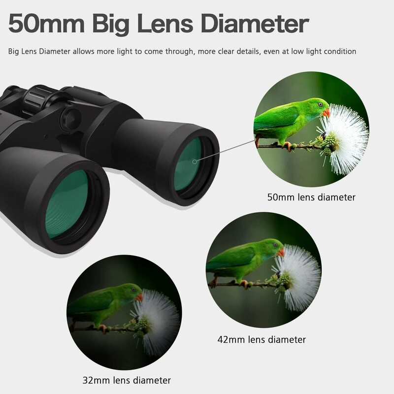 Binocolo 10X50 per adulti Full-Size, binocolo per birdwatching giro turistico della fauna selvatica con visione notturna in condizioni di scarsa luminosità