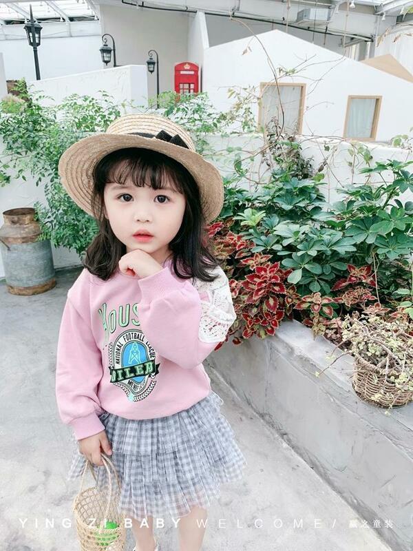 1-7Y dziewczynki Baby zestaw wiosenny nowy 2023 koreańskie wydanie moda dziecięca bawełniany sweter jeansy dwuczęściowe zestaw sportowy na co dzień