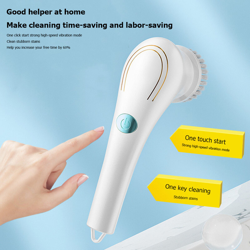 5 In 1 Elektrische Borstel Badkamer Keuken Wasborstel Usb Handheld Bad Gootsteen Borstel Automatische Venster Cleaning Brush Tool