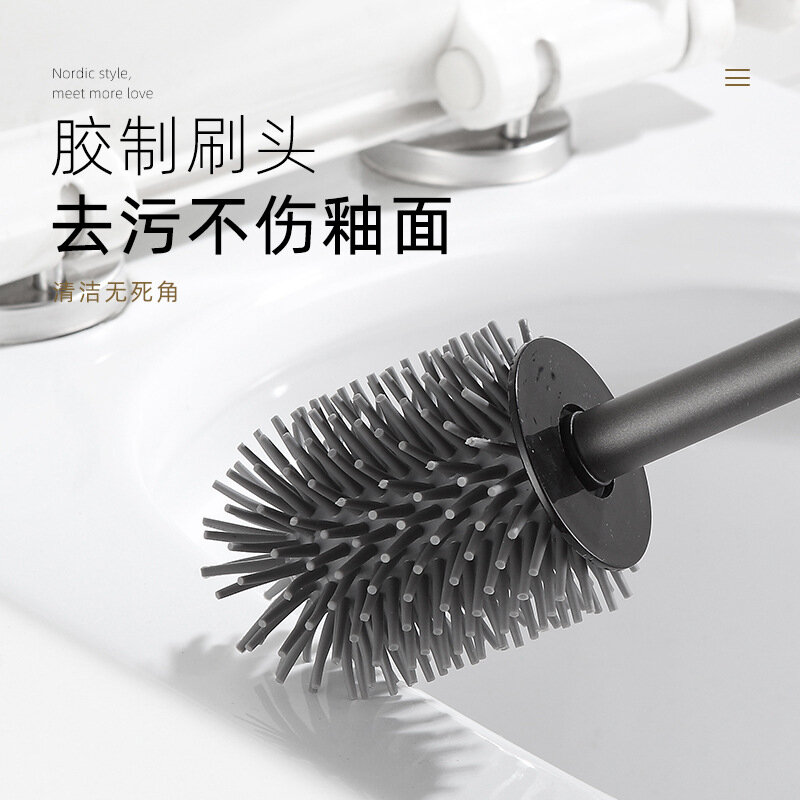Toilet Brush Set Wall-mounted Toilet Cleaning Space Aluminium with Long Handle for Household Toilet Set 3 Color Grey Black White