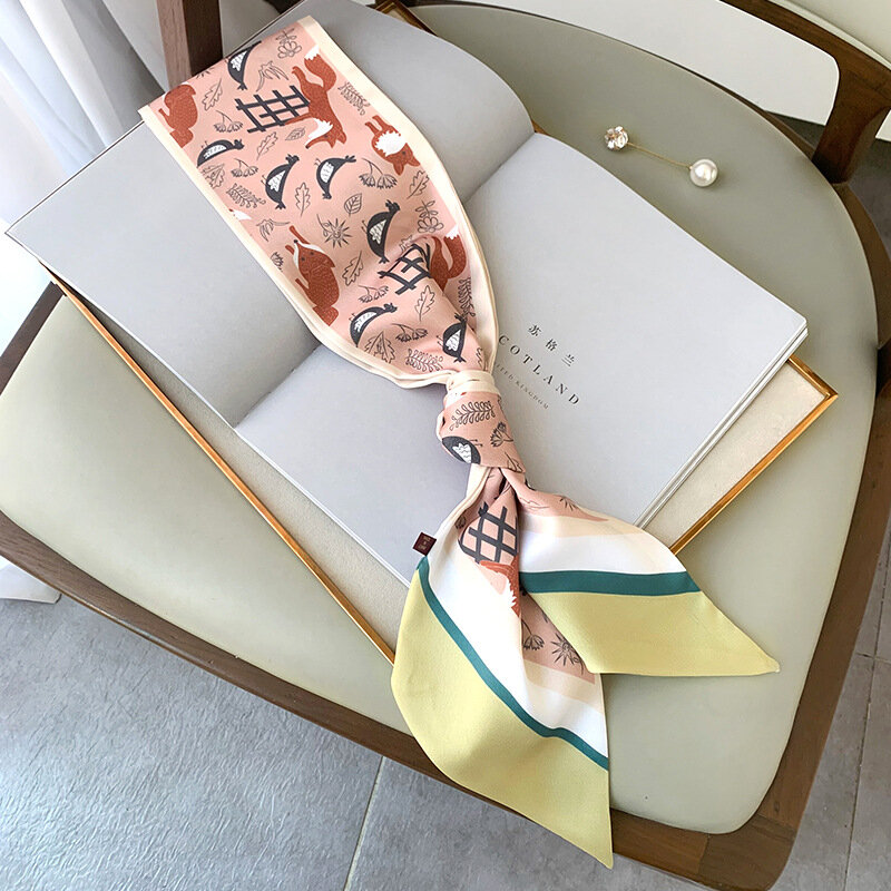 Lenço de seda designer cachecol feminino luxo 2022 impressão animal feminino primavera e verão coreia decorar lenço bandana fusíveis