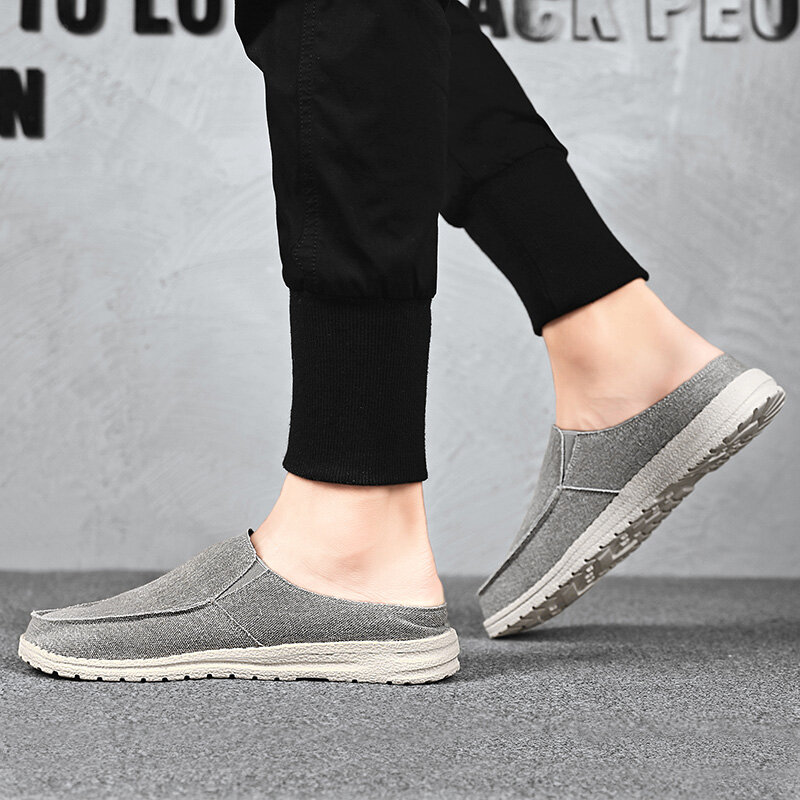 Meia sapatos para homens tênis de lona verão deslizamento-em apartamentos sapatos casuais mocassins chinelo respirável sapatos de caminhada dos homens chinelos 2022