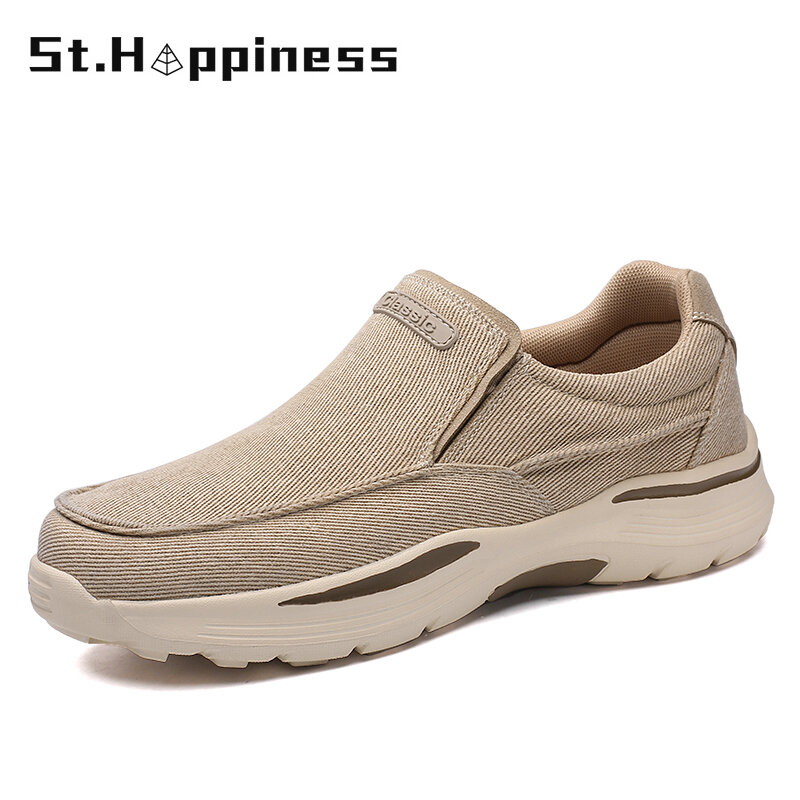 Sepatu Kasual Kanvas Pria Baru 2021 Sneakers Selop untuk Pria Fashion Sepatu Ayah Bersol Tebal Sneakers Platform Ukuran Besar 48