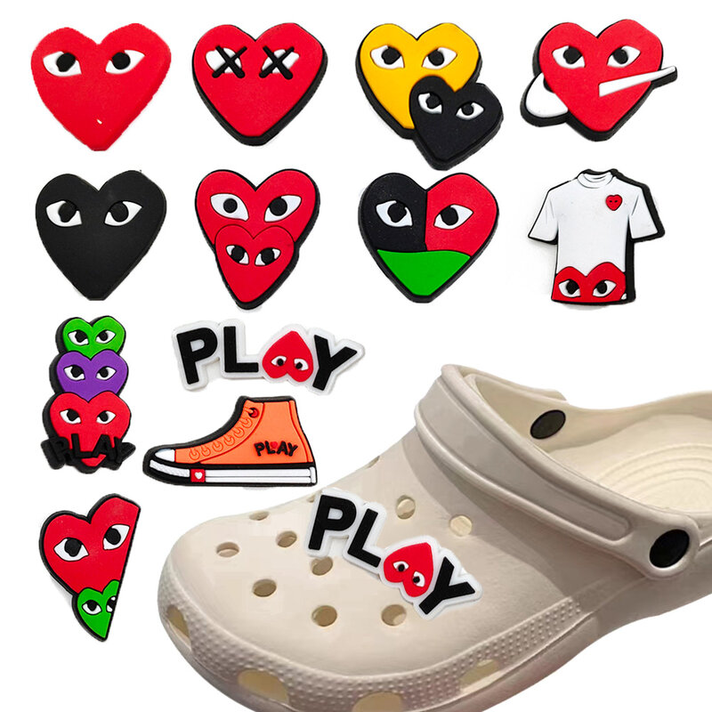 Love Heart เสื้อผ้า/รักหัวใจชุด Croc Jibz รองเท้า DIY อุปกรณ์เสริมที่ถอดออกได้เด็กของขวัญปาร์ตี้