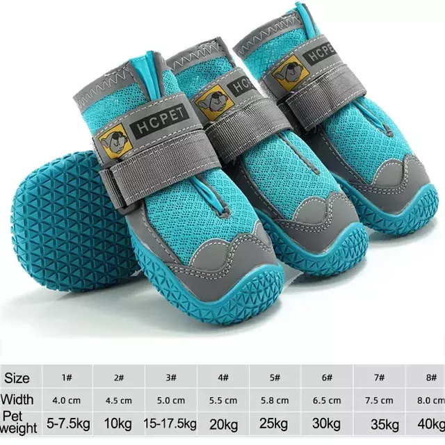 4Pcs/Set Dog Shoes for Large Dogs Breathable Professional Outdoor Dog Shoes Anti-Slip Durable Pet Shoes for Hiking Rubber Sole