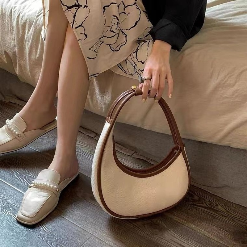Xiuya Trendyol Canvas Bag Korea Style Underarm Handbags for Women Argyle Check Print Casual Autumn 2022 Zipper Female Bags