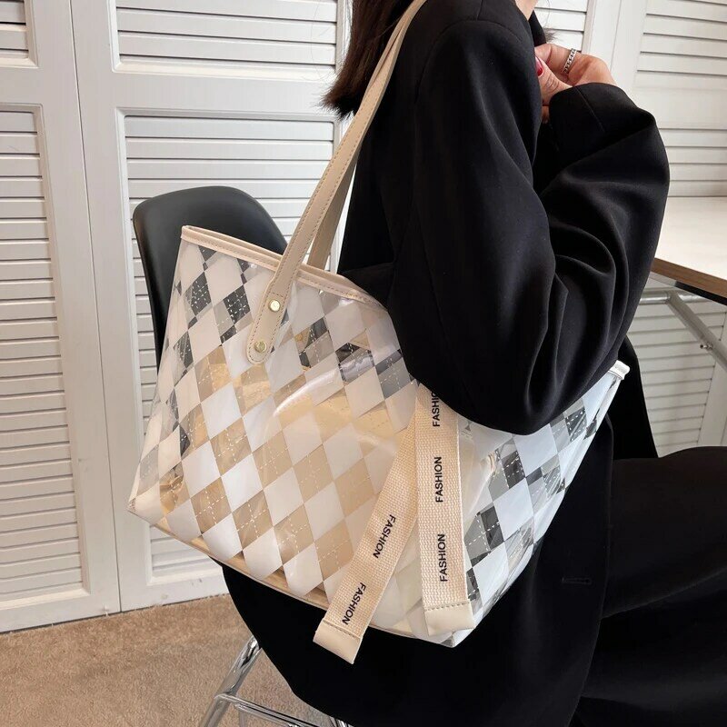 PVC Tote Bag Big Shopping Hand Bag Luxury Brand Shoulder Bags for Woman Large Capacity Purse and Handbags