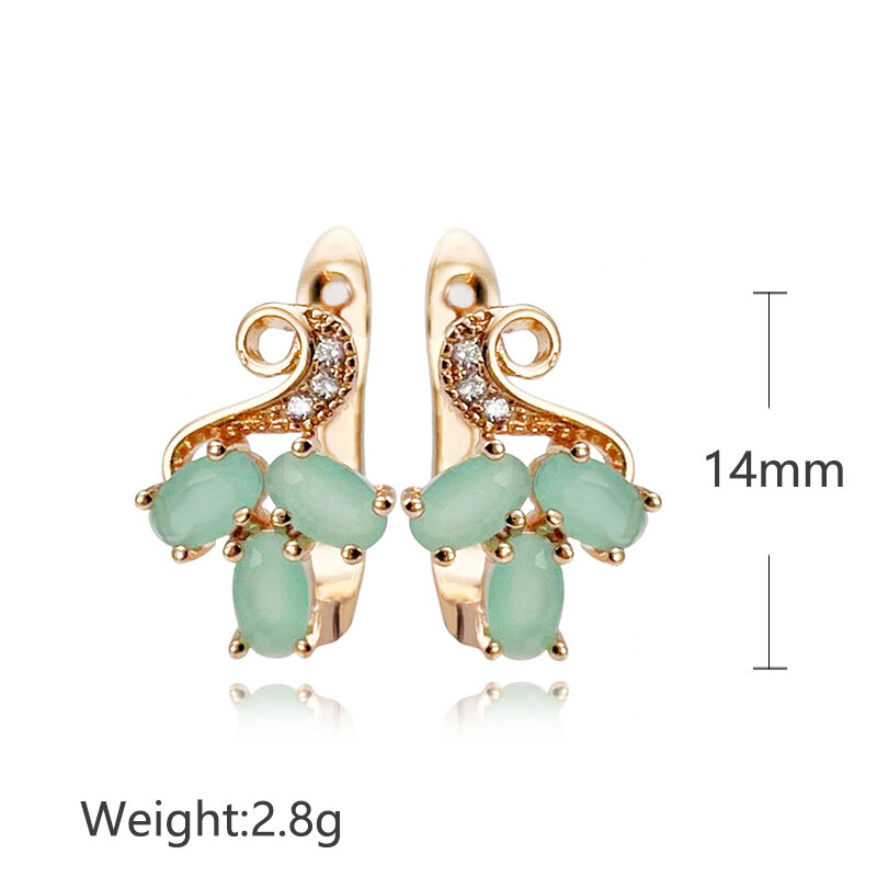 Fashion Rose Gold Color Earrings and Fruit Green Zircon Earrings