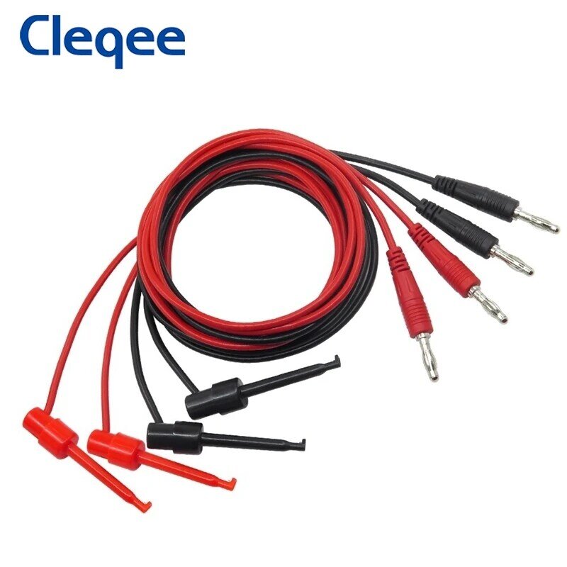 Cleqee p1039 4mm banana plug para testar gancho clipe teste lead kit mini-cabo grabber para multímetro ferramentas de teste eletrônico 2 pces/4 pces