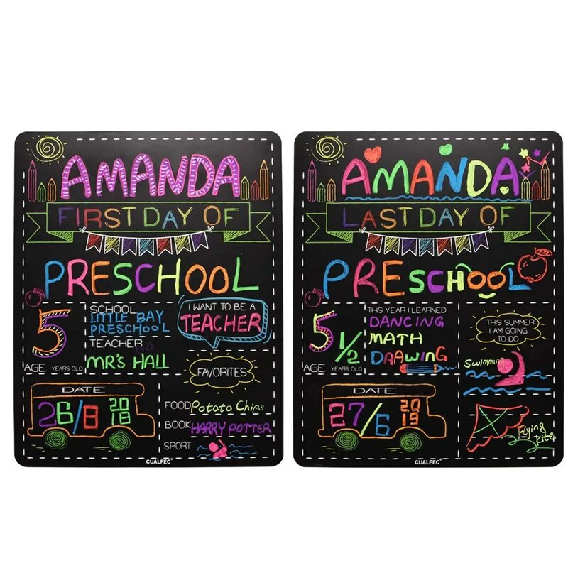 Personalized First Day and Last Day of School Sign 13" x 16" Large Chalkboard Style Photo Prop Back to School Supplies