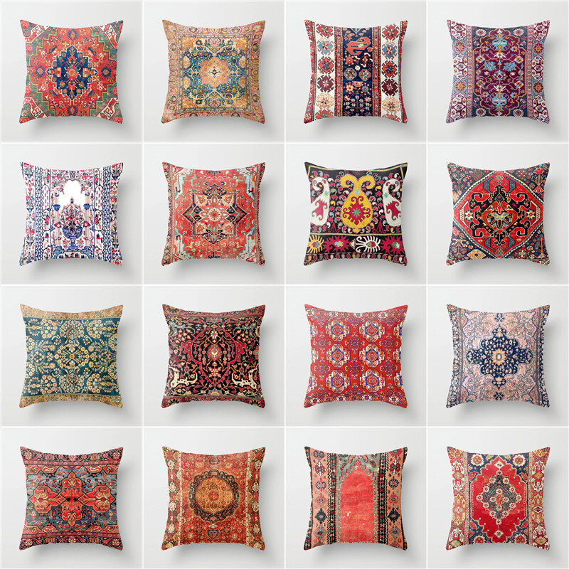 Retro Moroccan Style Cushion Cover Nordic Homestay Short Plush Pillow Case Bohemian Luxury Bedroom Sofa Throw Pillowcase 45*45cm