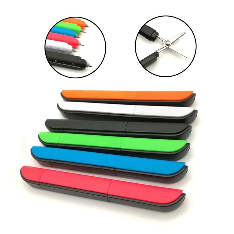 1pcs Multifunctional Tools. Folding Scissors, Ball Pens, Knives, Rulers, Multi-functional and Portable. Adult QH-1036