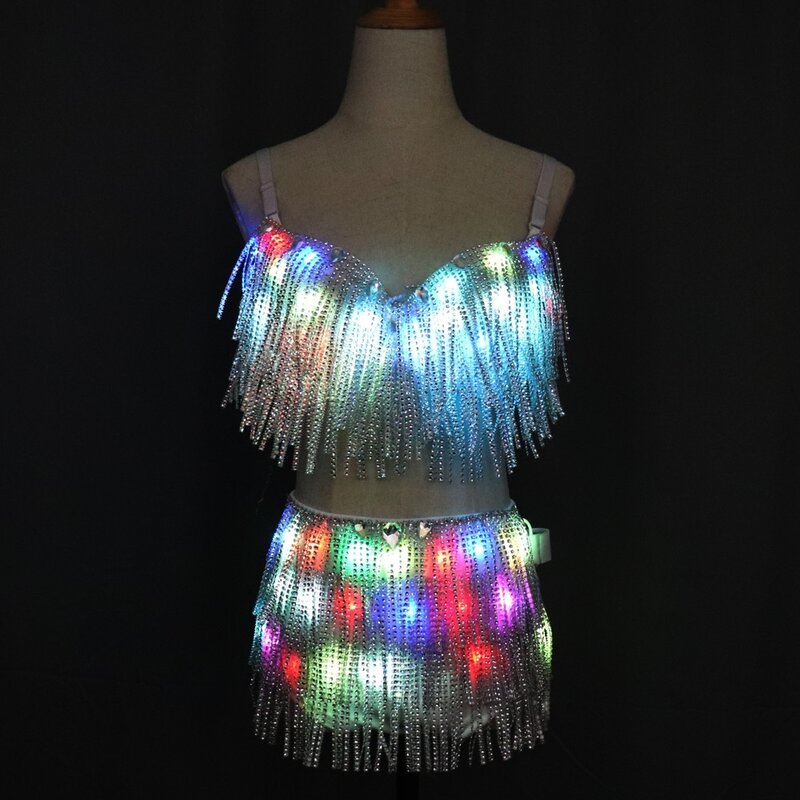 LED Clothes Luminous Costume Ladies Bra luminous Shorts LED Ballet Costume Party Suits el product