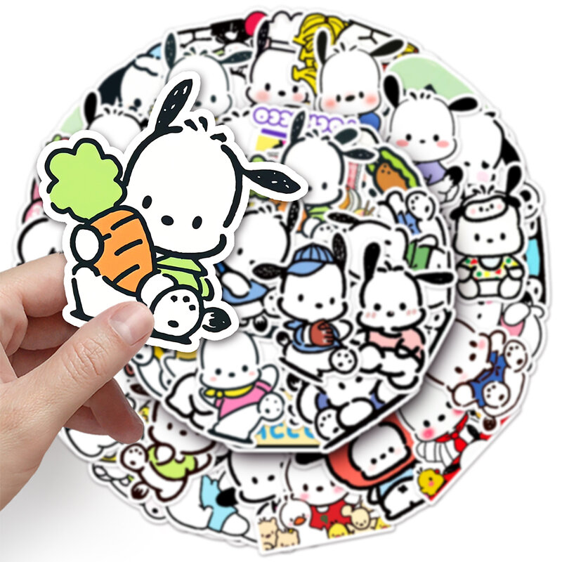카와이 산리오 포차코 만화 스티커, 미적 데칼, 스크랩북 노트북 휴대폰 가방 장식 스티커, 어린이 장난감, 10 개, 30 개, 50 개