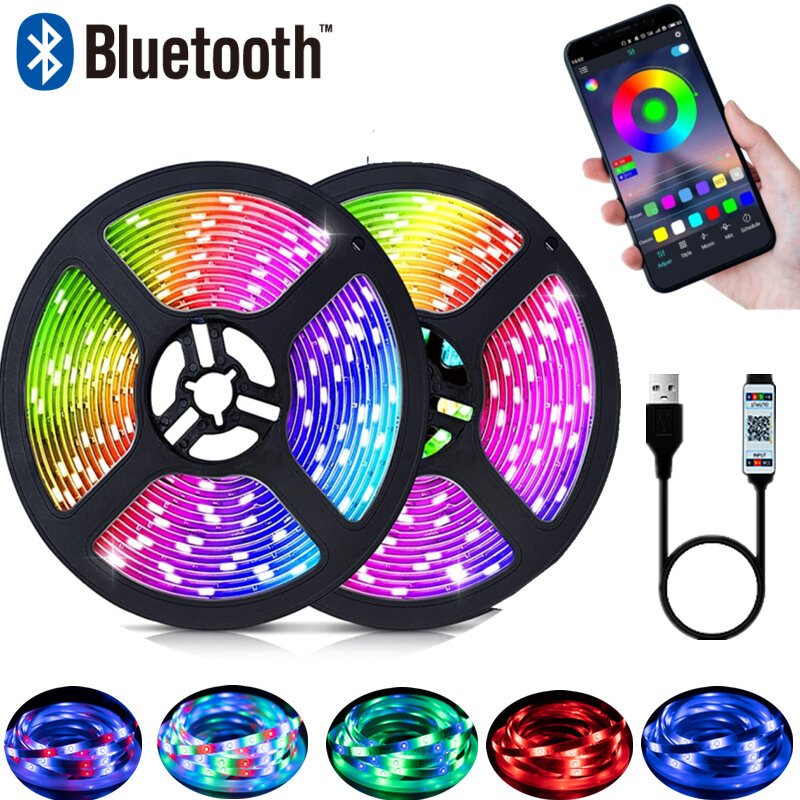 Bande lumineuse LED RGB 2835, Bluetooth, USB, contrôle, Flexible, pour Festival, Fita, chambre à coucher, TV, rétro-éclairage, décor