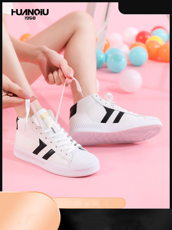 HUANQIU-가황 캐주얼 신발 여성용, 다양한 색상 하이 탑 스니커즈, 통기성 및 편안한 고품질 스포츠 신발, 2022