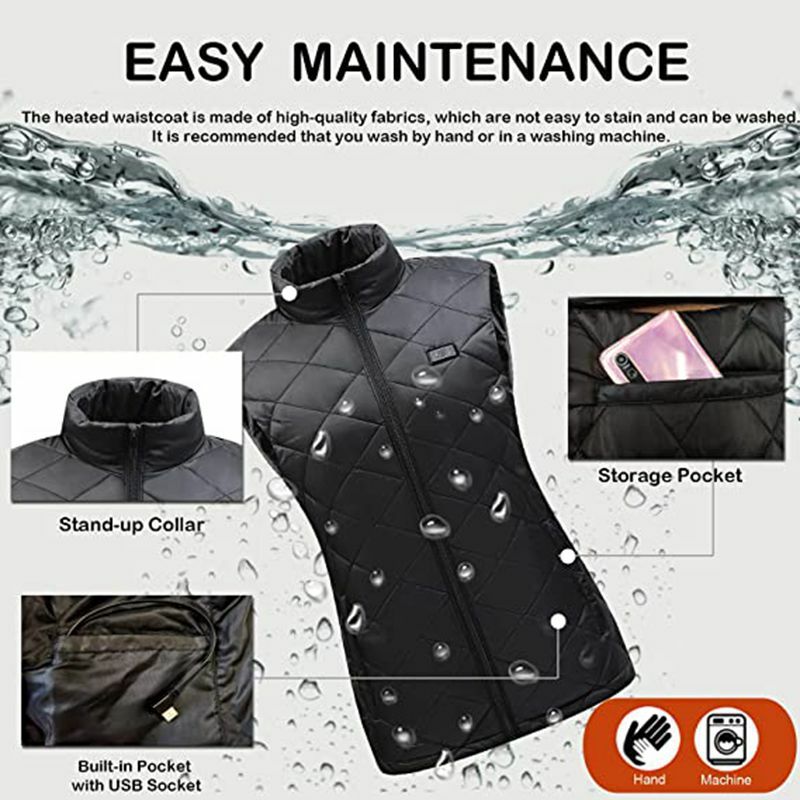 Women 9-zone dual switch Heating Vest Autumn and Winter Cotton Vest USB Infrared Electric Heating suit Flexible Thermal Vest