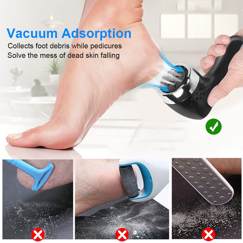 Электрический инструмент для удаления мозолей для ног, перезаряжаемая наждачная бумага для ног, Электрический педикюр, вакуумная пилка для ног, средство для удаления огрубевшей кожи ног