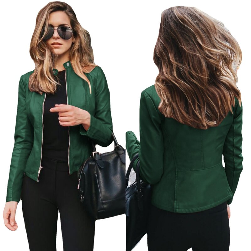 Women Coat PU Leather Outwear Zipper Outfit Spring Autumn WomeFashion Short Thin Female Jacket 2022