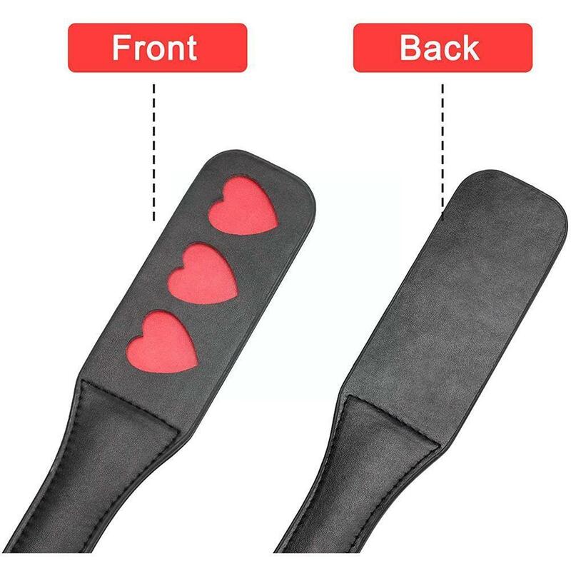 Pu Horse Leather Paddle Slapper Heart-shaped Decoration Racket Multi-layer Two-layer Leather Racket Red Black Y3e4