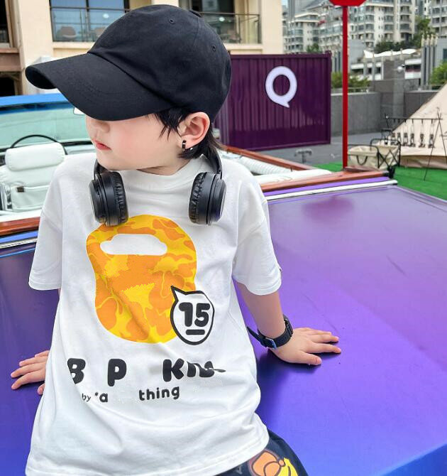 Camisetas cortas con estampado de dibujos animados para niños y niñas, camisetas de verano de camuflaje amarillo, estilo Hip Hop, 2022