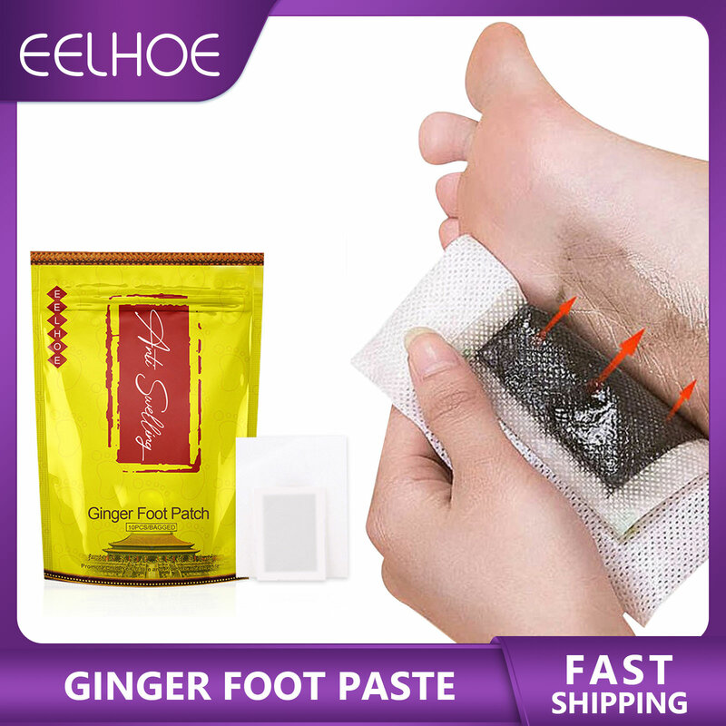 Ginger Wormwood Foot Patch Anti-Swelling Detox Relief Stress Pain Pads Deep Cleansing Foot Pads Detox Sleep Slimming Pads 10pcs