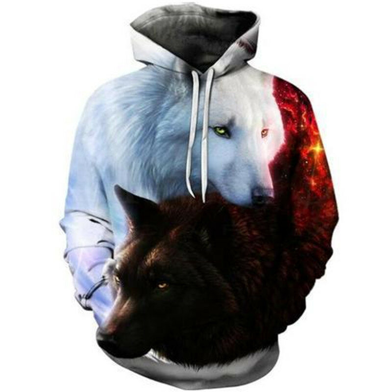 Moda lobo animal impressão 3d hoodies com capuz dos homens primavera outono casual vestuário masculino pulôver moletom 3d harajuku com capuz