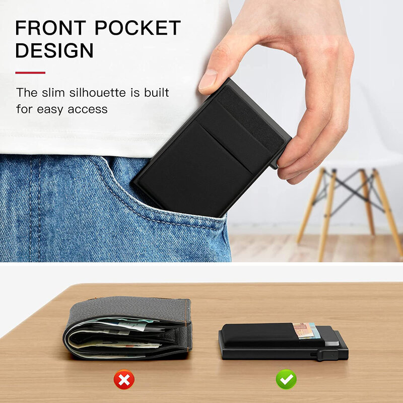 Porta carte di credito personalizzato con tasca portamonete porta carte di credito portafoglio sottile per porta carte 5-7 con portafoglio RFID Mini Smart Wallet
