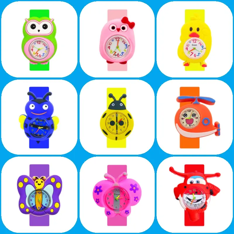 Animais misturados crianças relógios design exclusivo brinquedo menina menino criança relógio de quartzo montre enfant crianças relógio de bebê aniversários presente relógio