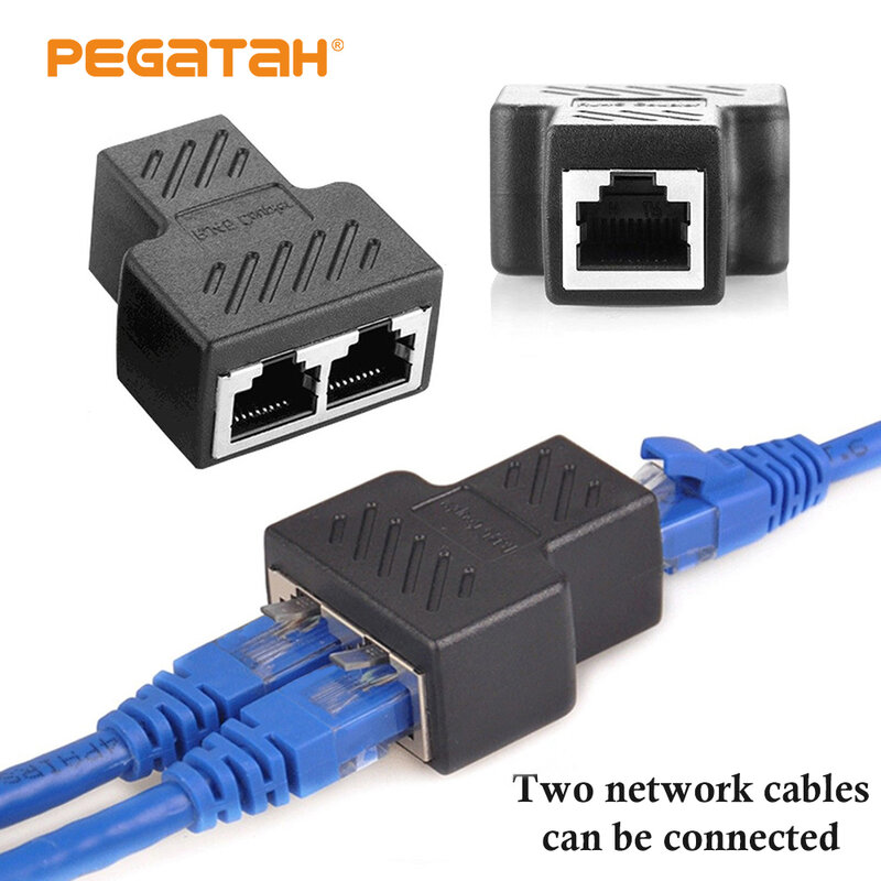 1 a 2 vias lan rj45 ethernet cabo porta de rede divisor de cabo duplo divisor extensor plug conector adaptador