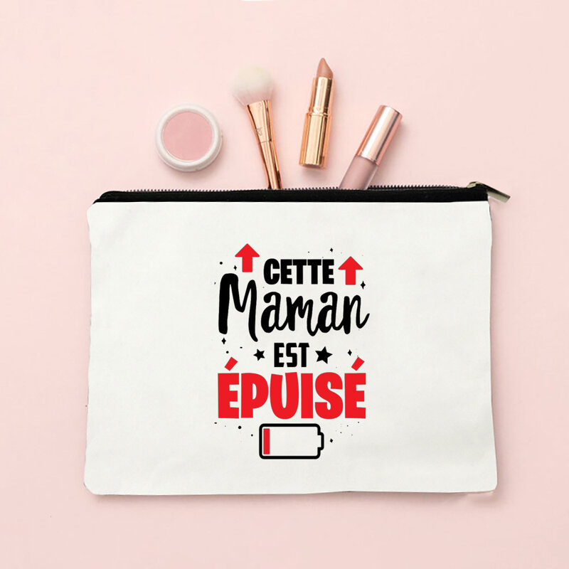 Best Mom ภาษาฝรั่งเศสคำพิมพ์กระเป๋าใส่เครื่องสำอางค์ผู้หญิงแต่งหน้ากระเป๋า R หญิงล้างกระเป๋าเก็บของขวัญวันแม่ Travel จัดระเบียบ