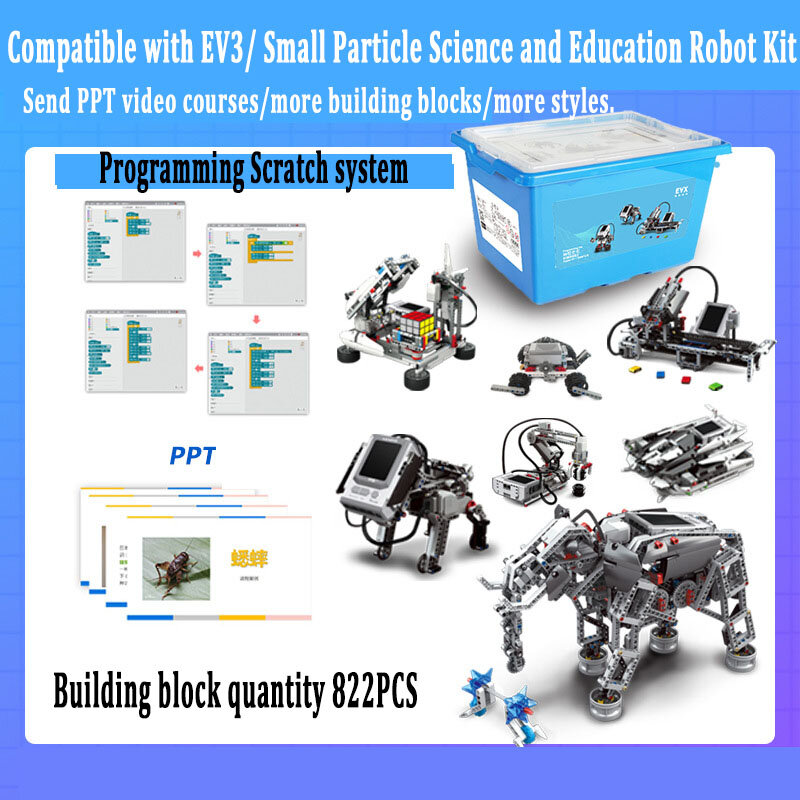 ألعاب البرمجة متوافقة مع EV3 كتل بناء الجسيمات الصغيرة روبوت تجميع لغز التعلم لتطوير الذكاء