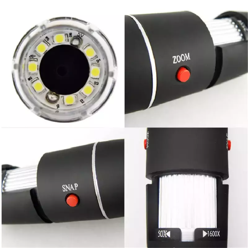 Ajustável 1600x 1080p usb microscópio digital eletrônico estéreo usb câmera endoscópio 8 led lupa microscopio com suporte