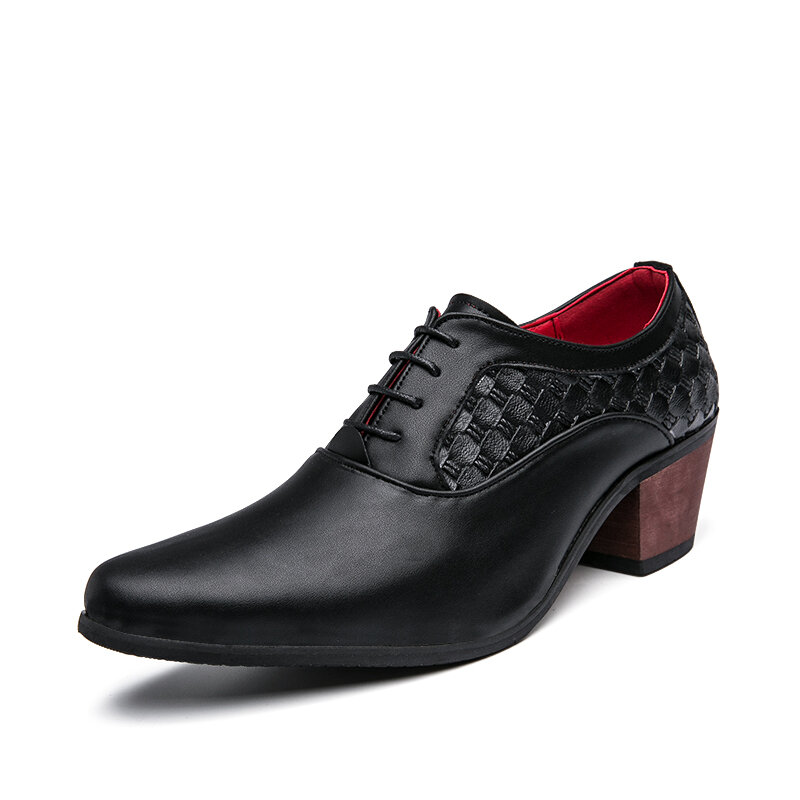Zwiększ 6cm wodoodporne męskie buty konferencyjne buty ślubne groom skórzane buty formalne buty biznesowe 6cm wyższe wiązane buty