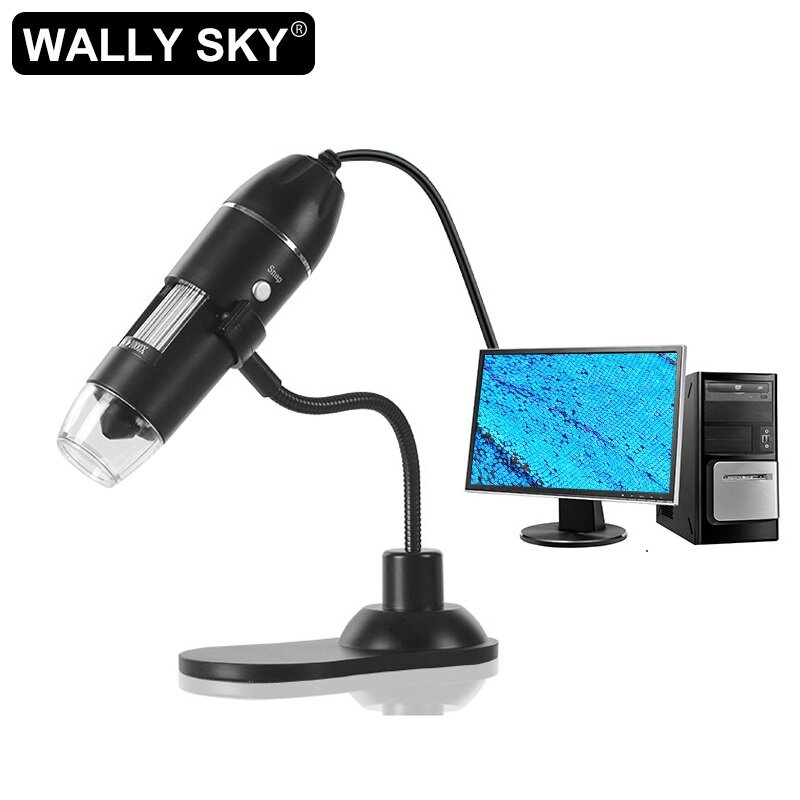 50X-1000X microscopio digitale fotocamera USB con supporto per tubo serpente 8 LED lente d'ingrandimento elettronica Contect PC per ispezione tessile PCB