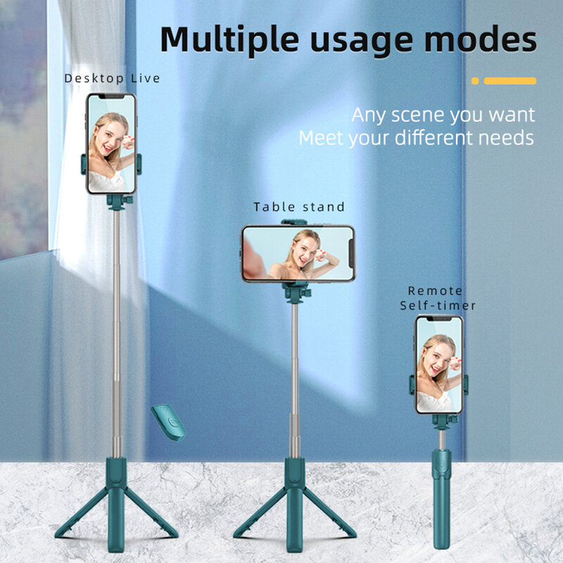 Tongkat Selfie Kompatibel dengan Bluetooth Nirkabel dengan Lampu Cincin Led Monopod Tripod Dapat Dilipat untuk iPhone untuk Tripod Hidup Android