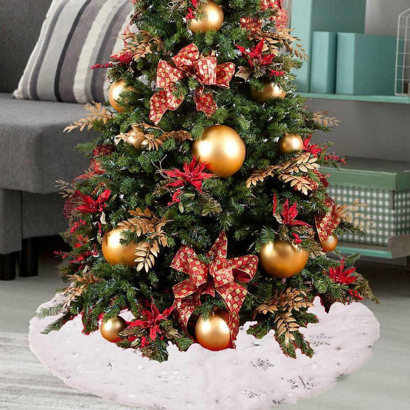 38 سنتيمتر شجرة عيد الميلاد الأبيض تنورة أفخم فو سجاد من الفراء عيد الميلاد الكلمة حصيرة الحلي الزفاف عيد ميلاد السنة الجديدة عيد الميلاد شجرة تزيين