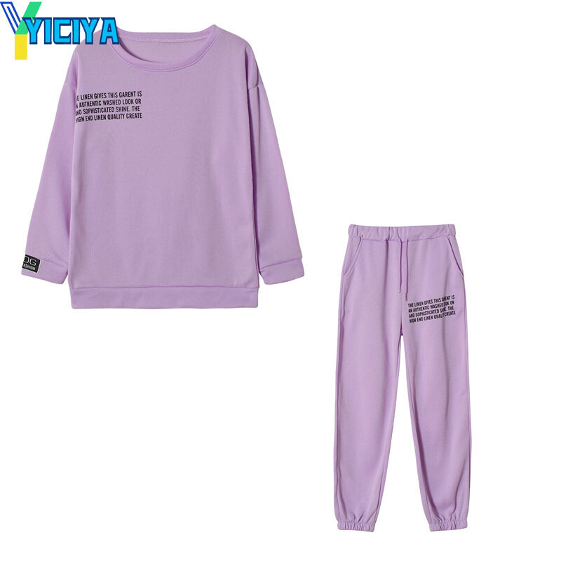 Yiciya-Ensemble de survêtement sportif 2 pièces pour femme, sweat-shirt femme, pull de printemps, haut et pantalon long, mode trempée