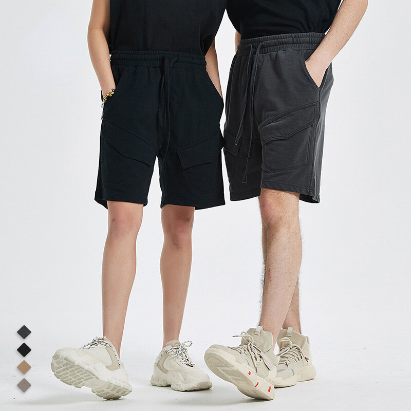 High street tide batik-pantalones cortos para hombre, ropa deportiva informal de alta calidad con bolsillo para herramientas, estilo retro, para gimnasio