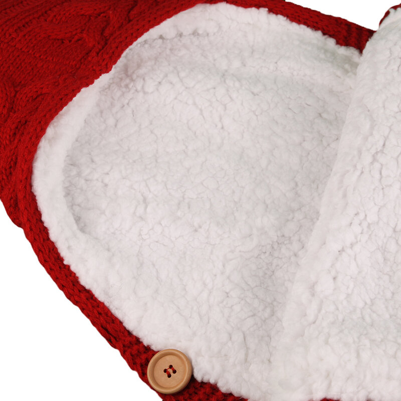 Couverture tricotée pour nouveau-né, sac de couchage avec molleton épais, chaud, à boutons