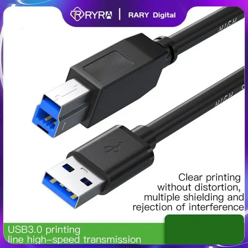 RYRA-Cable USB 3,0 para impresora cuadrada de alta velocidad, Cable USB tipo A macho A B macho, Cable de datos para Escáner de impresora