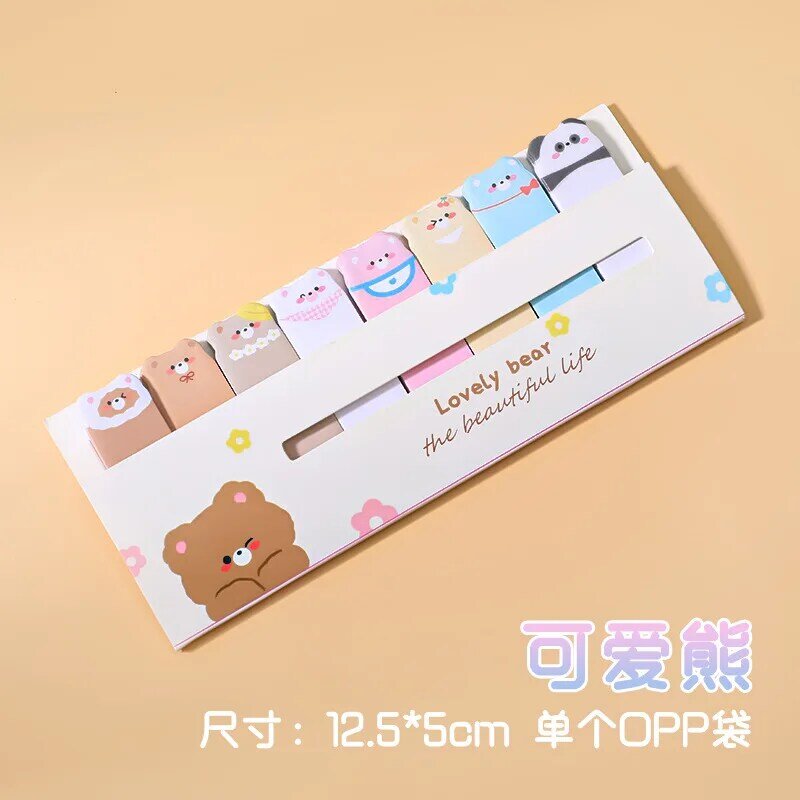 Korean Cartoon Animal Index Stickers Creative Cute Stationery Students Memo Pad Office School Supplies Sticky Notes Kawaii Label