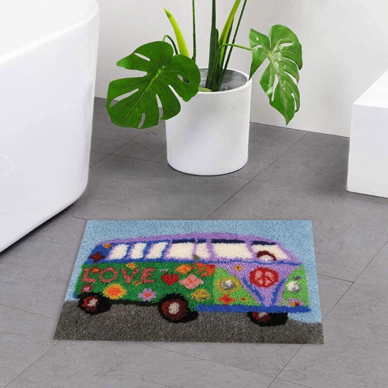 Latch Haken Kits DIY Häkeln Garn Kits, blume Auto Teppich Stickerei Haken Teppich Kit Hand Sets für Kinder oder Erwachsene