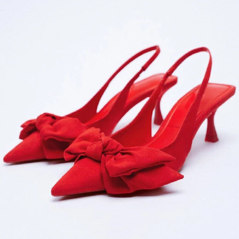 แฟชั่นผู้หญิงรองเท้าส้นสูงผู้หญิง Heel Butterfly-Knot Band Bling Pointed Toe เซ็กซี่ผู้หญิงรองเท้าส้นสูงสบายๆ Zapatos de Mujer