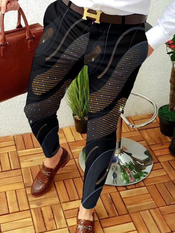 Осенние мужские брюки с принтом, повседневные брюки-карандаш в этническом стиле, мужские тонкие брюки-Джоггеры со средней талией, повседнев...