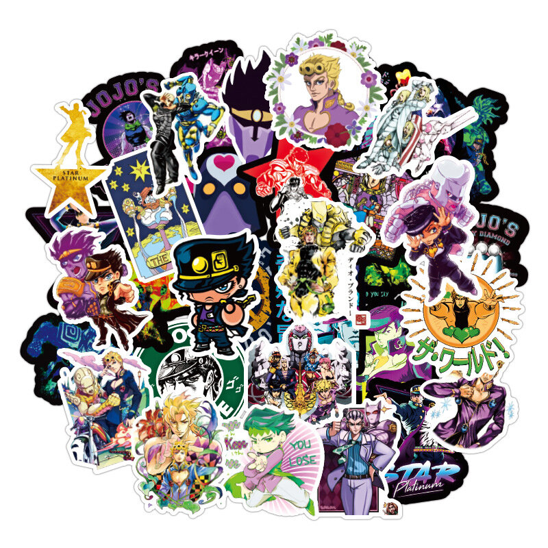 A0031 Bizarre Adventure Anime Stickers Cosplay Accessories Prop PVC Waterproof Cartoon Decal For Laptop Car