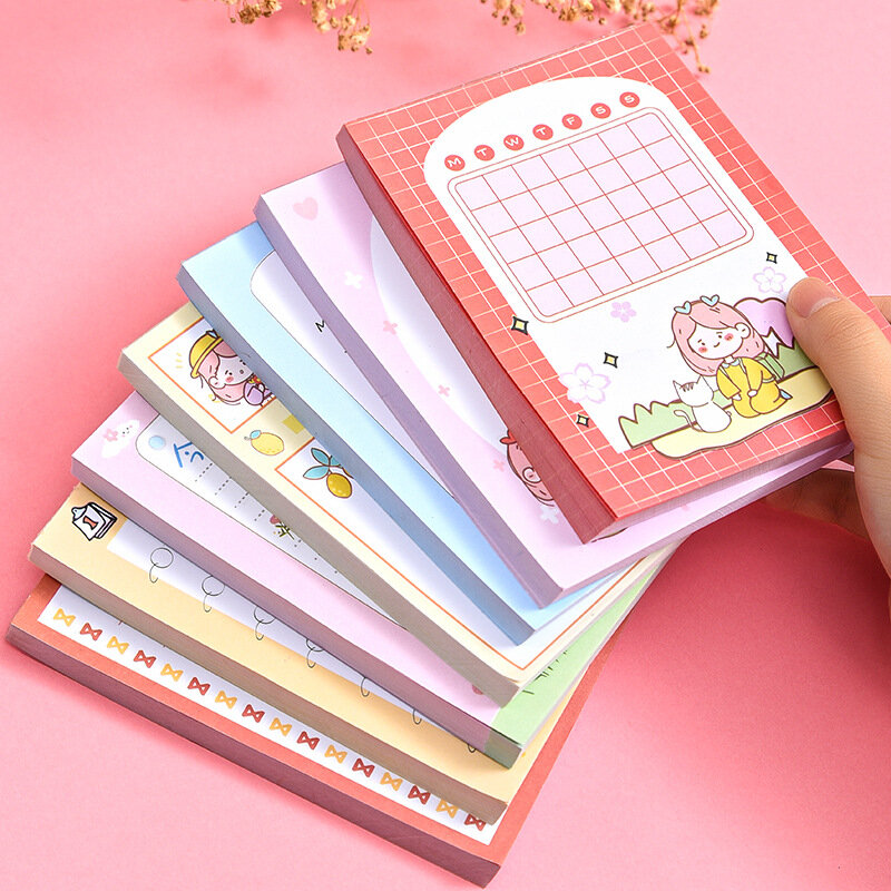 Korean Checkered Guestbook Tearable For N Times Creative Message Sticky Notes Cartoon Memo Pad Simple Plan Stationery Office Tag