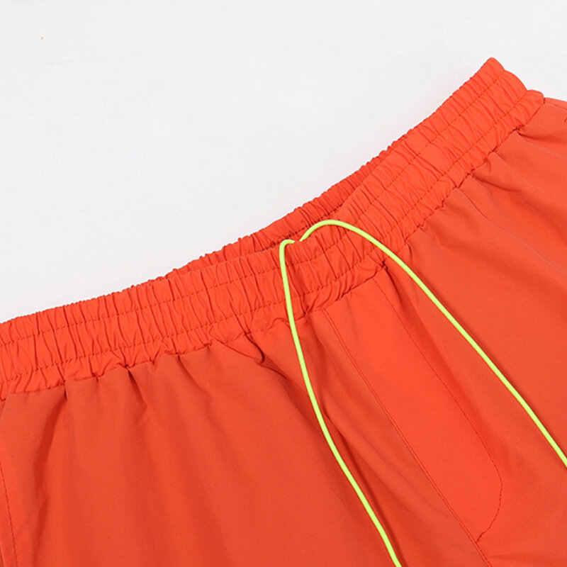 Celana pendek huruf dibordir depbroised kualitas tinggi musim panas pria wanita 1:1 celana pendek kasual jala tali serut elastis