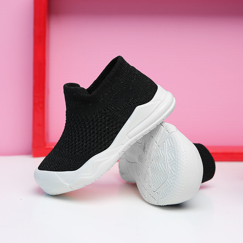 Fashion Kids Sock Shoes Mesh Soft Sports Shoes For Boys Knitting Girls Running Shoes Anti Slip Breathable Children's Sneakers
